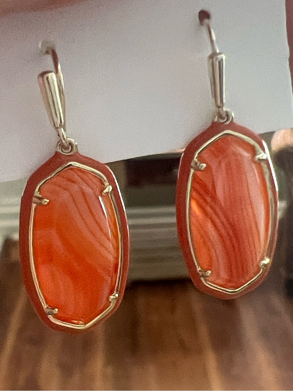 Kendra Scott Gold-Plated Orange Agate Drop Earrings